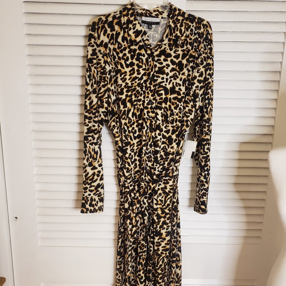 Brand New w/ Tags! Eloquii Elements Cougar Sz. 22 Print Long Sleeve Dress